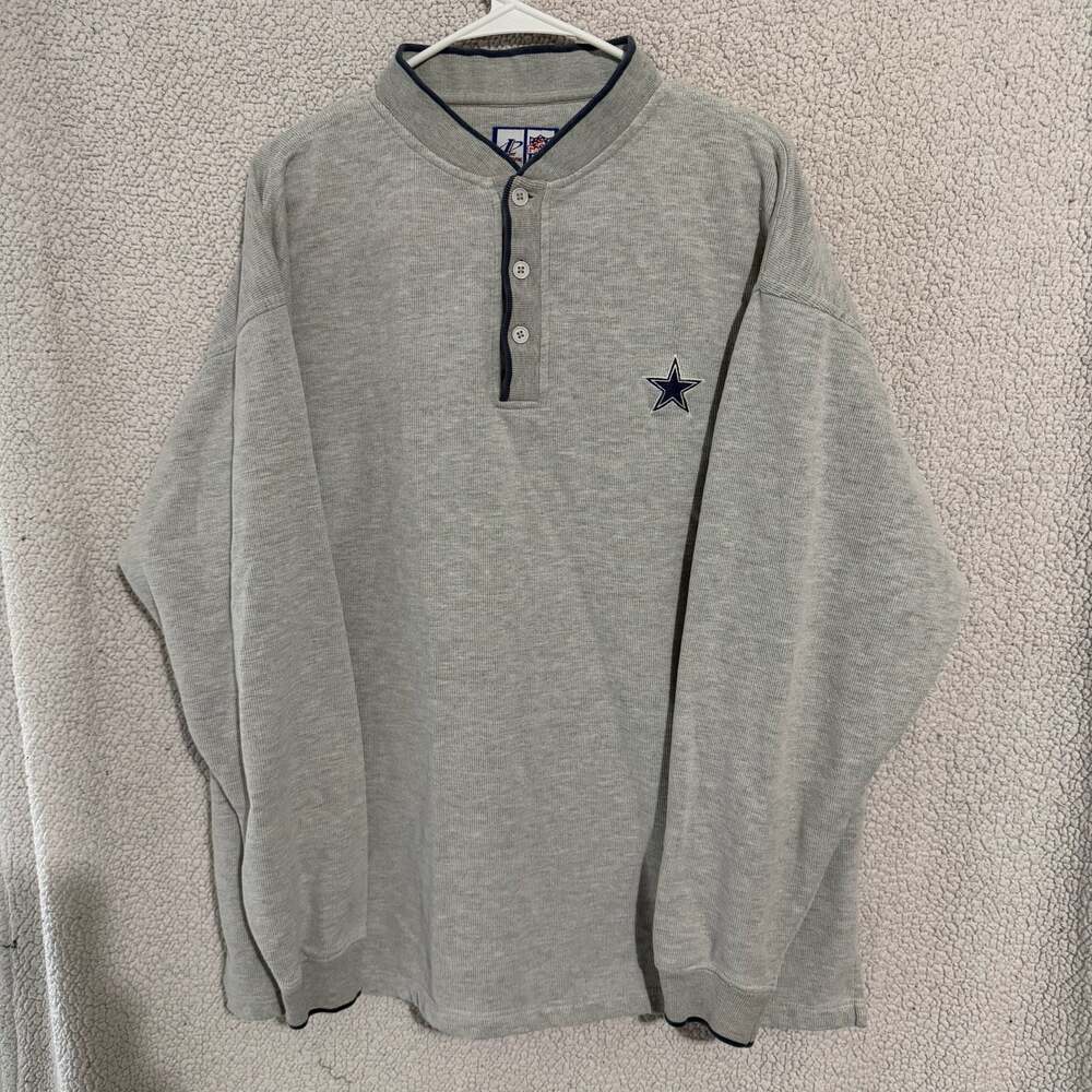 Vintage Logo Athletic Dallas Cowboys NFL Henley Shirt Size Large